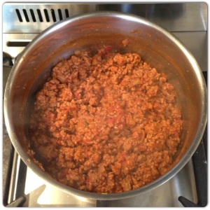 Meat sauce after an hour of simmering